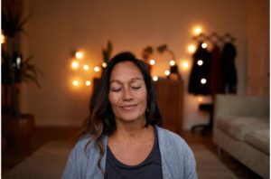 mentally healthy woman eyes closed rethinking depression with cognitive restructuring